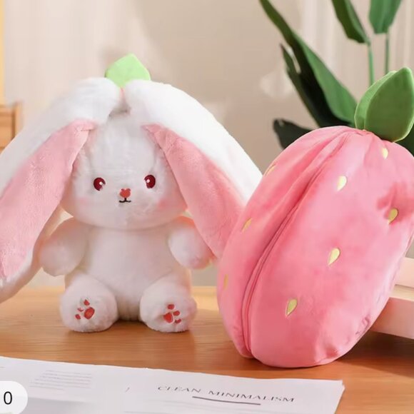 Plush Strawberry Rabbit & Carrot Rabbit Zip Up for Fruit Unzip for Rabbit - Picture 11 of 16